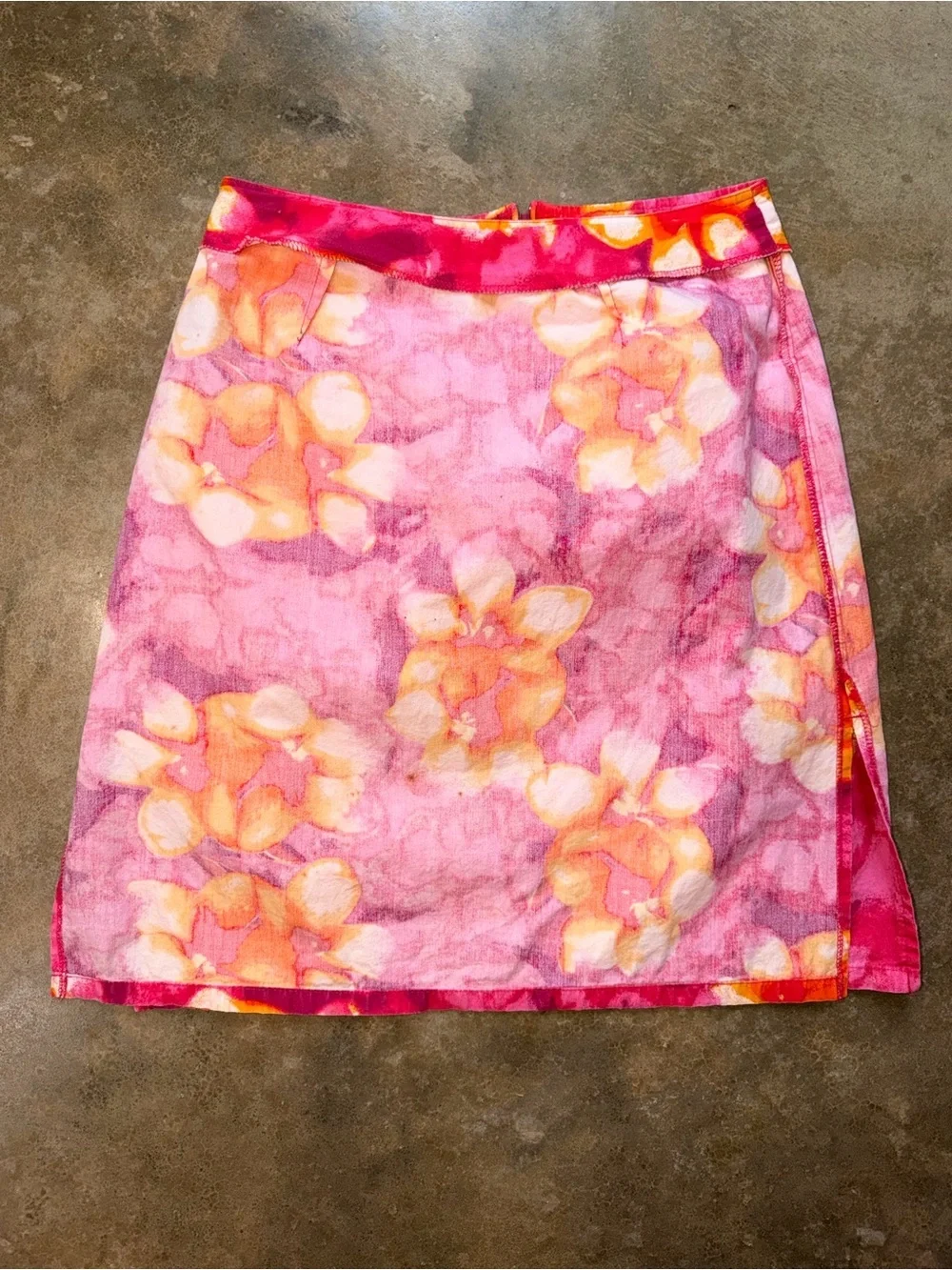Sideout Floral Mini Skirt Pink Orange Tropical Y2K Summer Women’s Size 3 - Picture 6 of 13